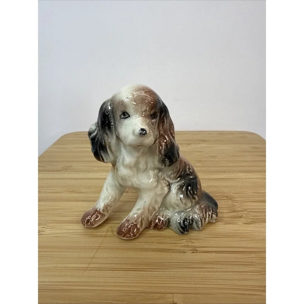 VTG 50s MCM Japan Cocker Spaniel‎ Figurine Brown & White Porcelain Collectible